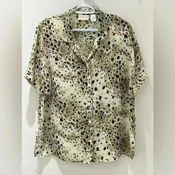Gorgeous Alfred Dunner animal print plus size short-sleeve  blouse size 16W - Picture 1 of 4